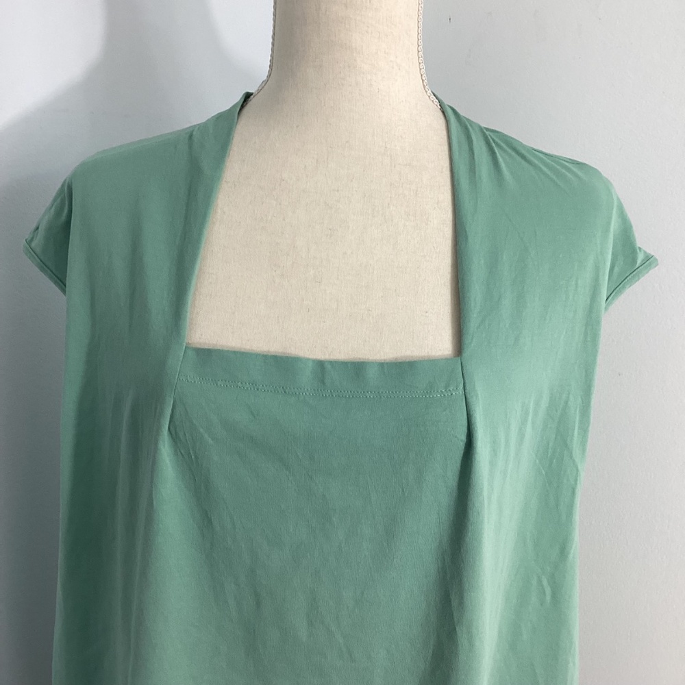 NORTH STYLE WOMAN PLUS 3X LIGHT GREEN SLEEVELESS TOP SQUARE NECKLINE - Picture 3 of 5